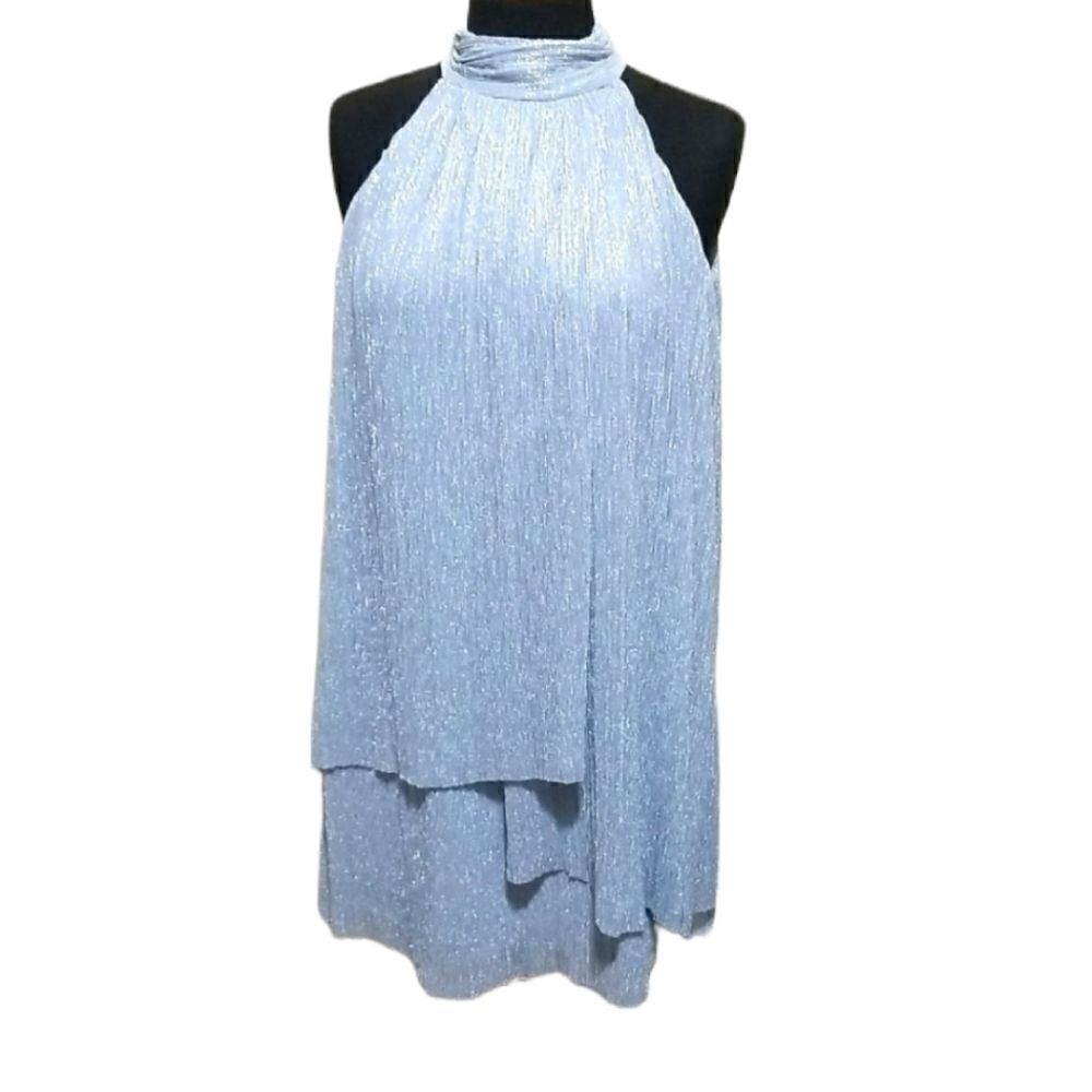 London Time Silver Metallic Dress size 4